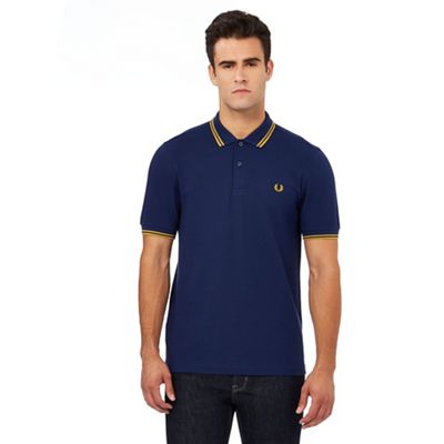 Navy double tipped polo shirt